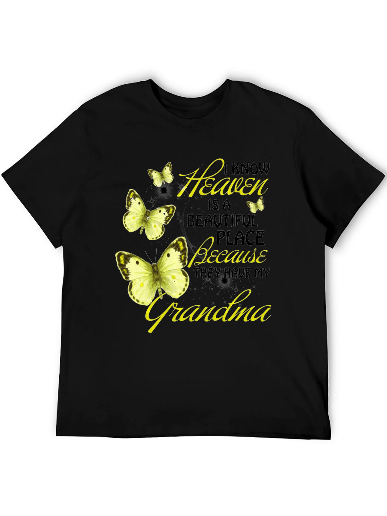 Black Heavenly Grandma Butterfly T-Shirt - Black view 5