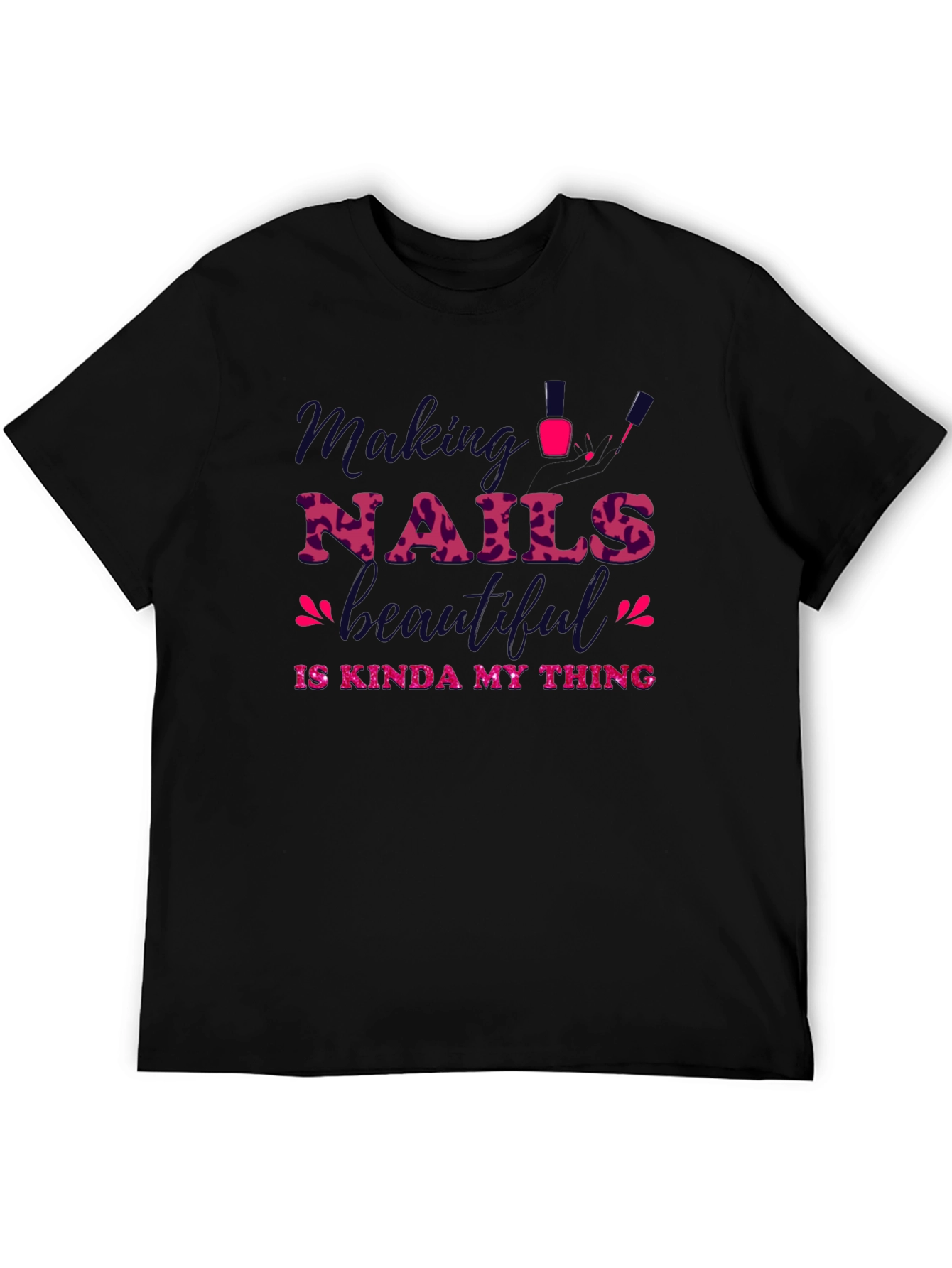 Black Making Nails Beautiful Graphic Tee view 5