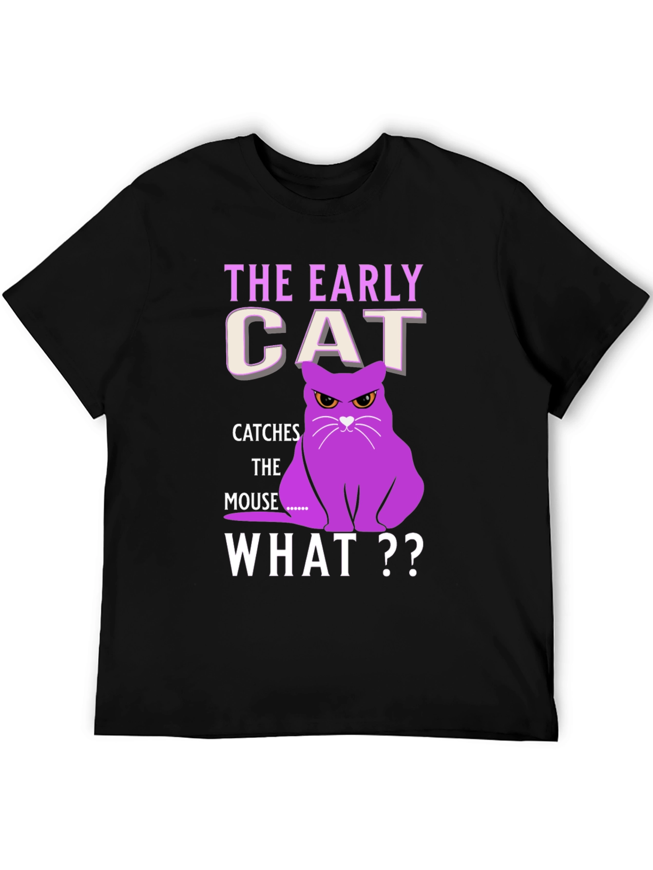 Black Early Cat T-Shirt - Funny Cat Lover Tee view 5