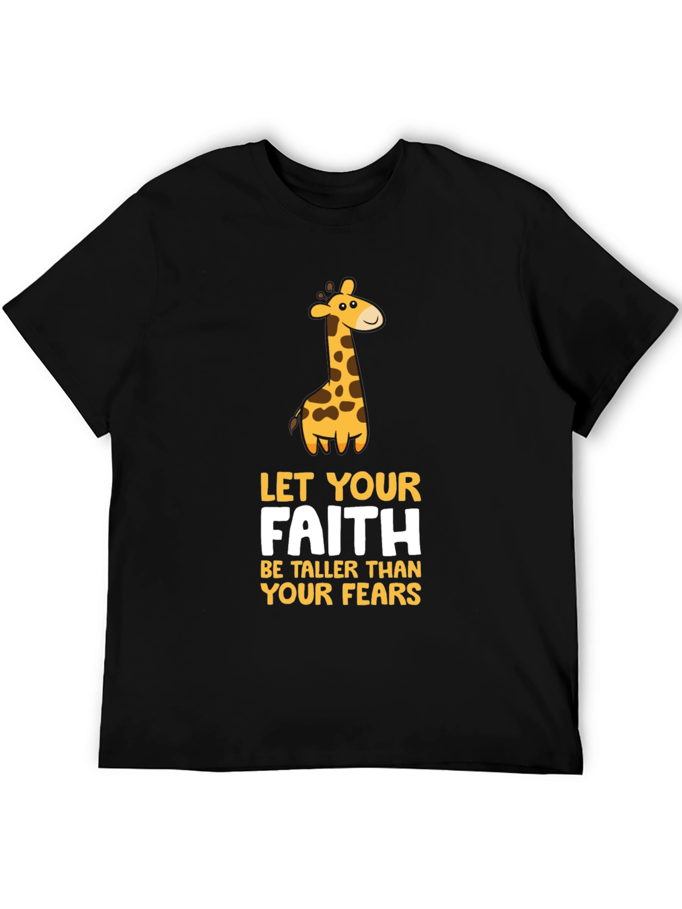 Black Faith Giraffe Graphic Tee - Unisex Black T-Shirt view 5