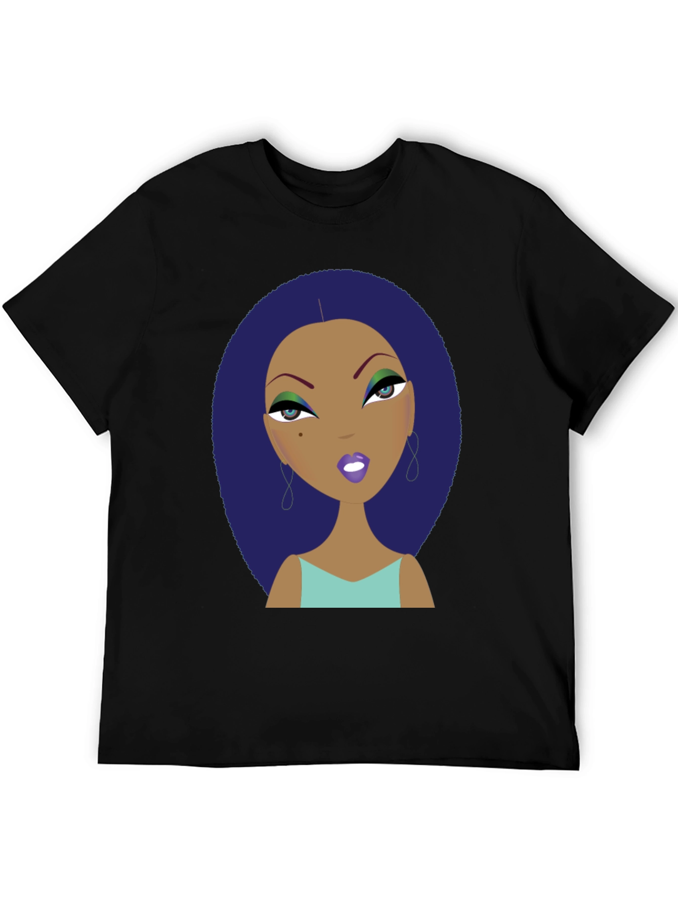 Black Funky Cartoon Lady Graphic Print Tee view 5