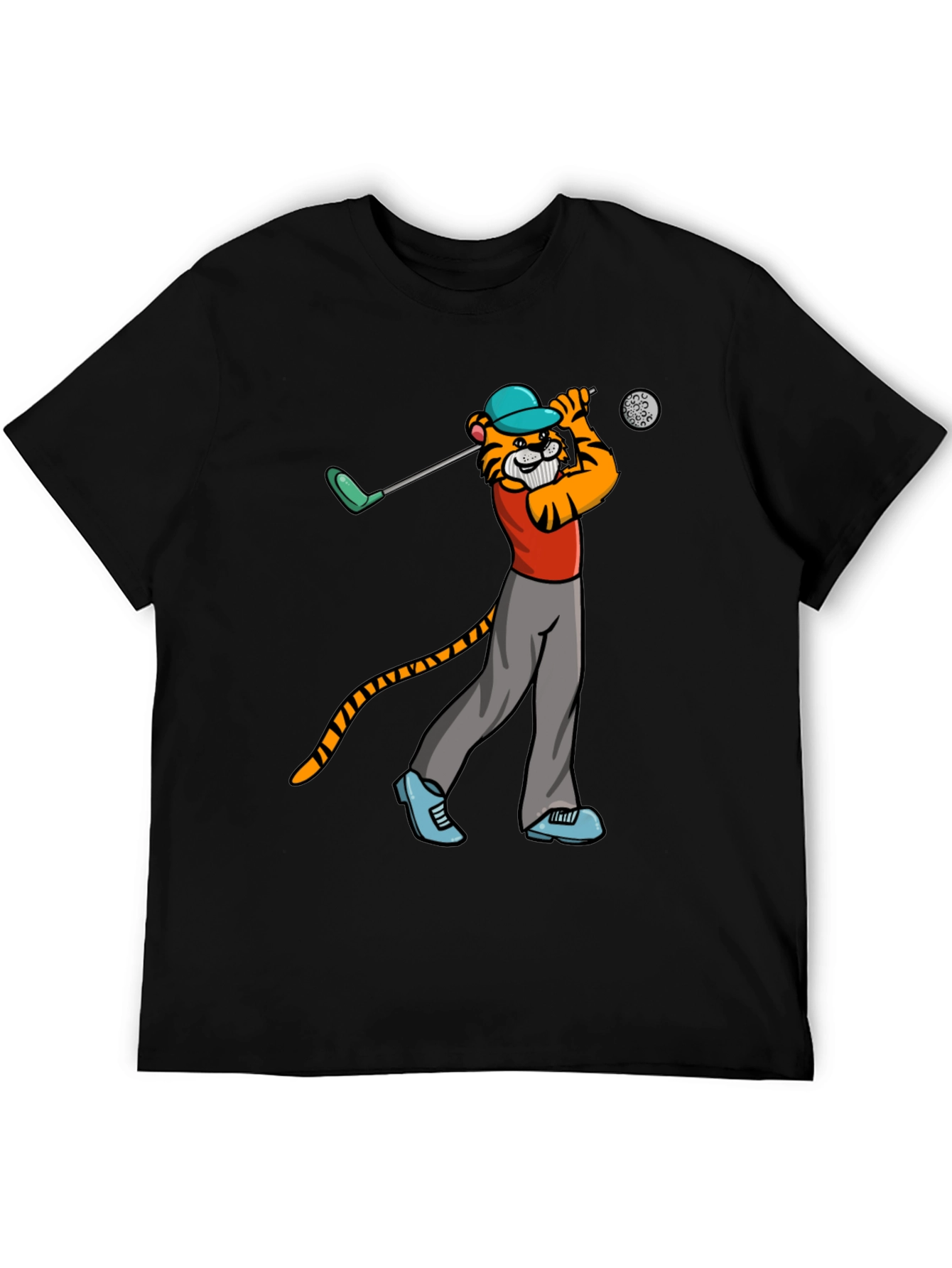 Black Tiger Golfer T-Shirt - Cool Cartoon Tee view 5