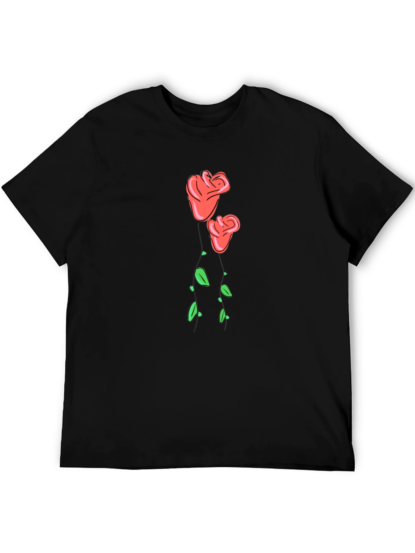 Black Men's Black Rose Graphic T-Shirt view 5