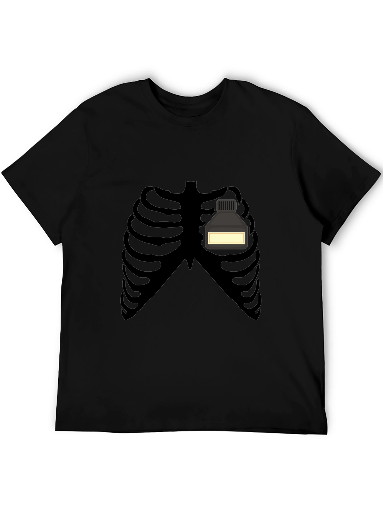 Black Skeleton Rib Cage Ink Bottle Funny Graphic T-Shirt view 5