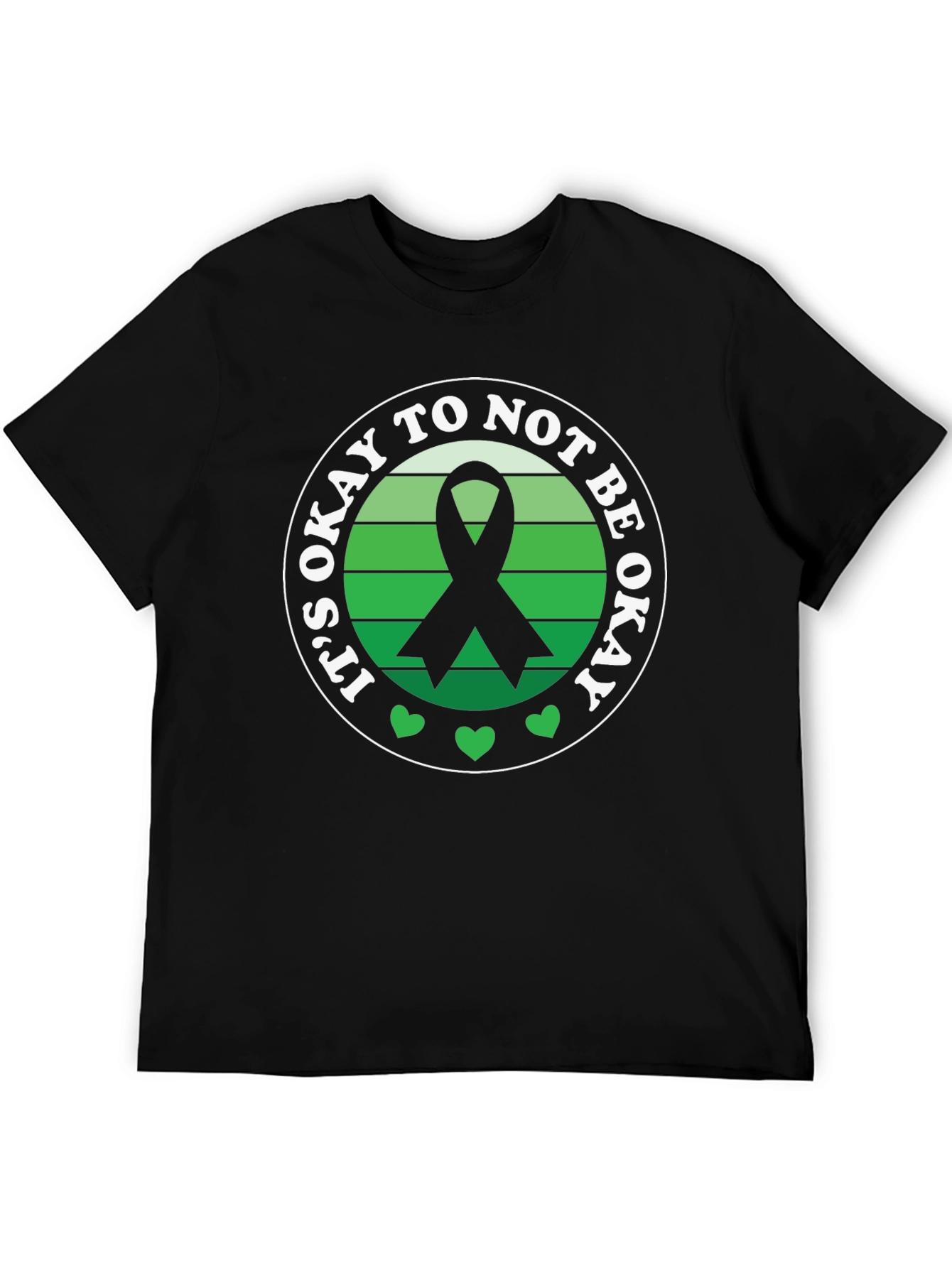 Black It's Okay To Not Be Okay Awareness Ribbon T-Shirt view 5