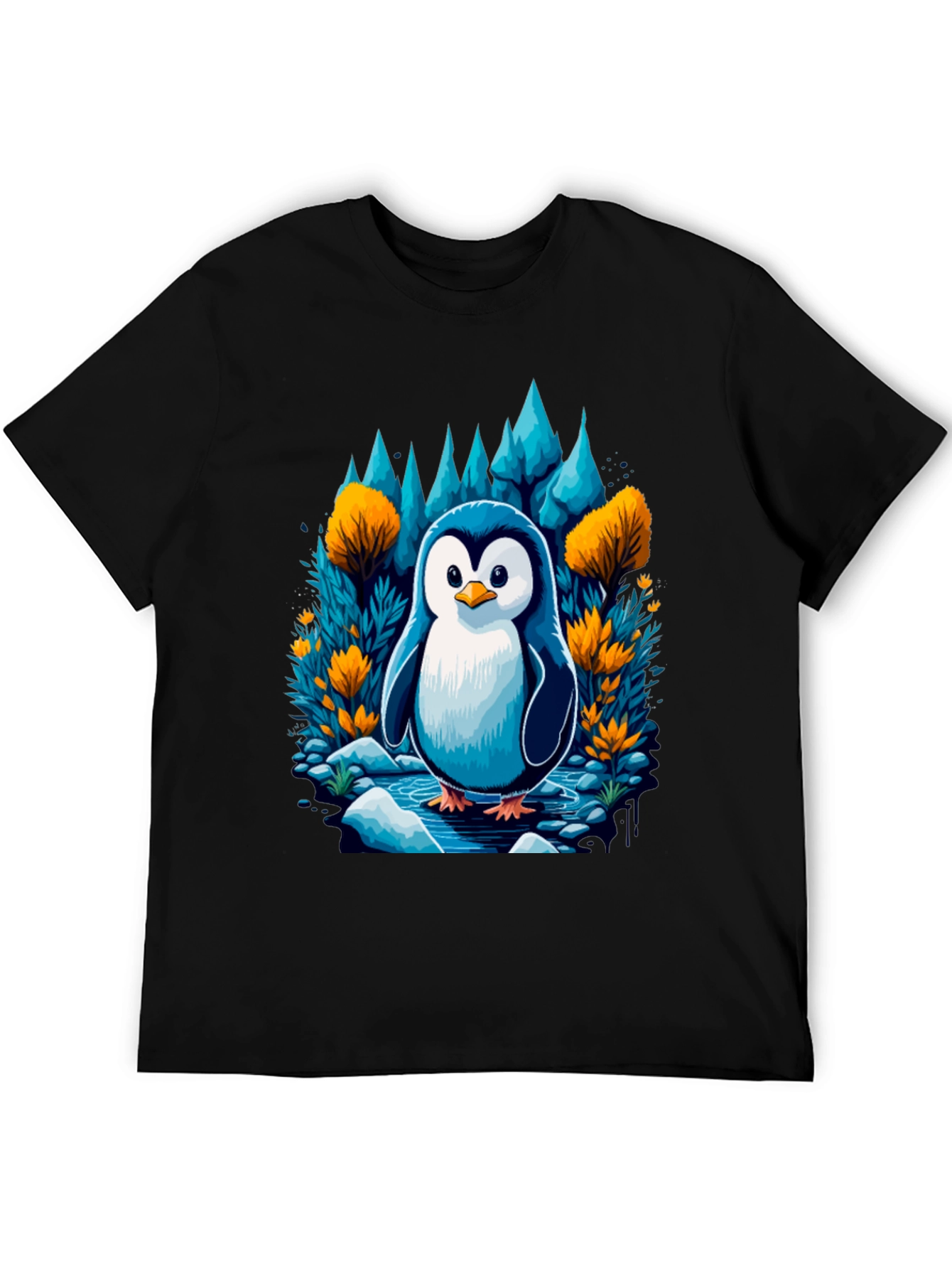 Black Penguin in Forest T-Shirt view 5