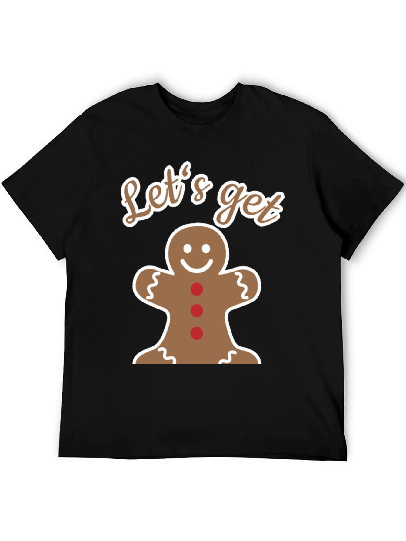 Black Let's Get Baked Gingerbread Man T-Shirt view 5