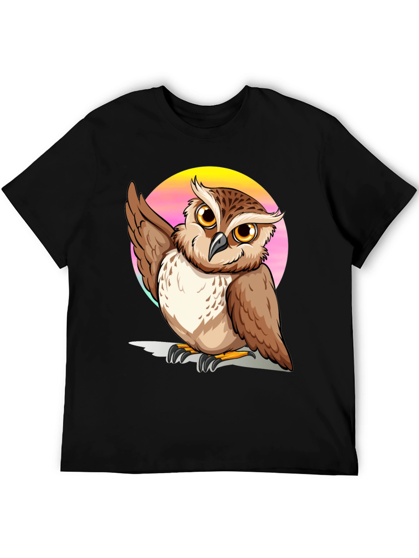 Black Owl Graphic Print Black T-Shirt view 5