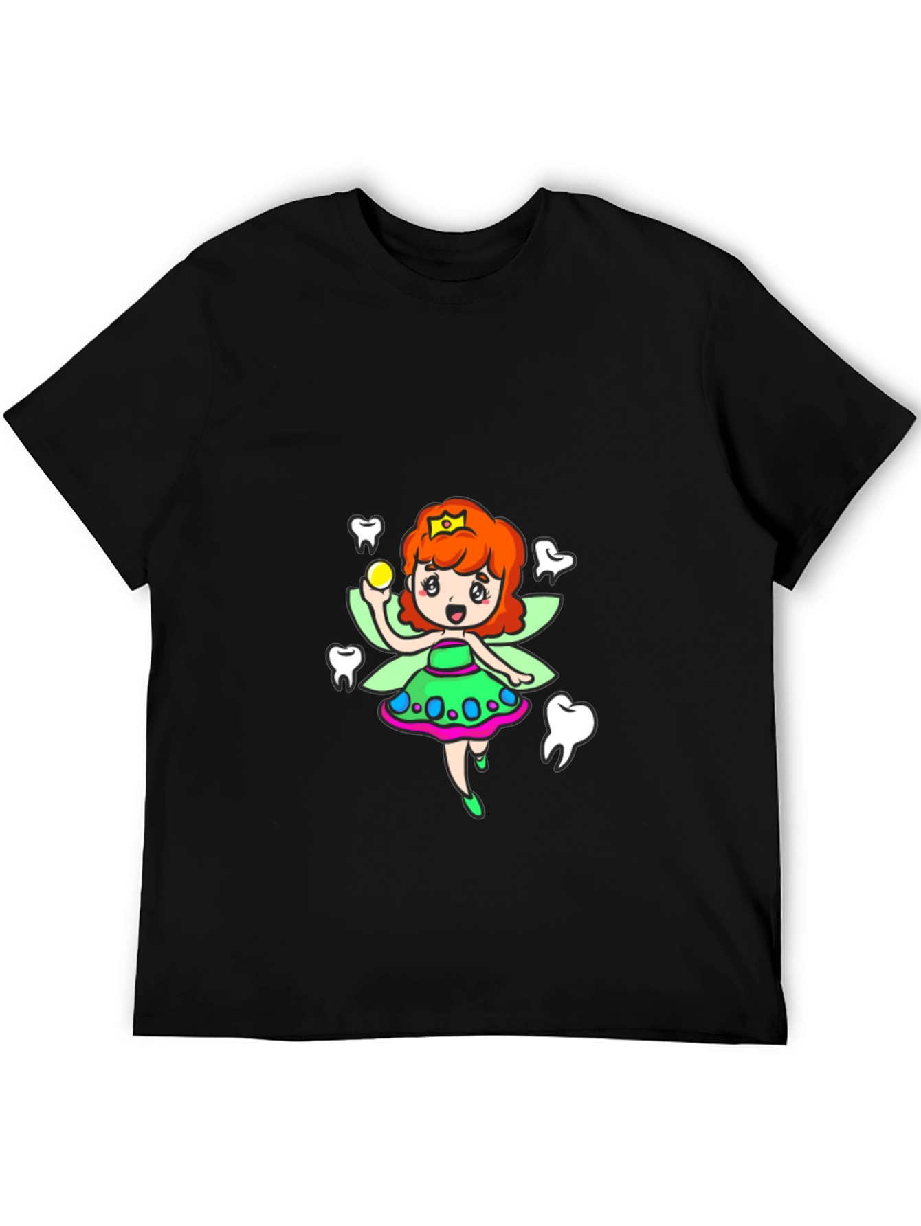 Black Tooth Fairy Cartoon Graphic T-Shirt view 5