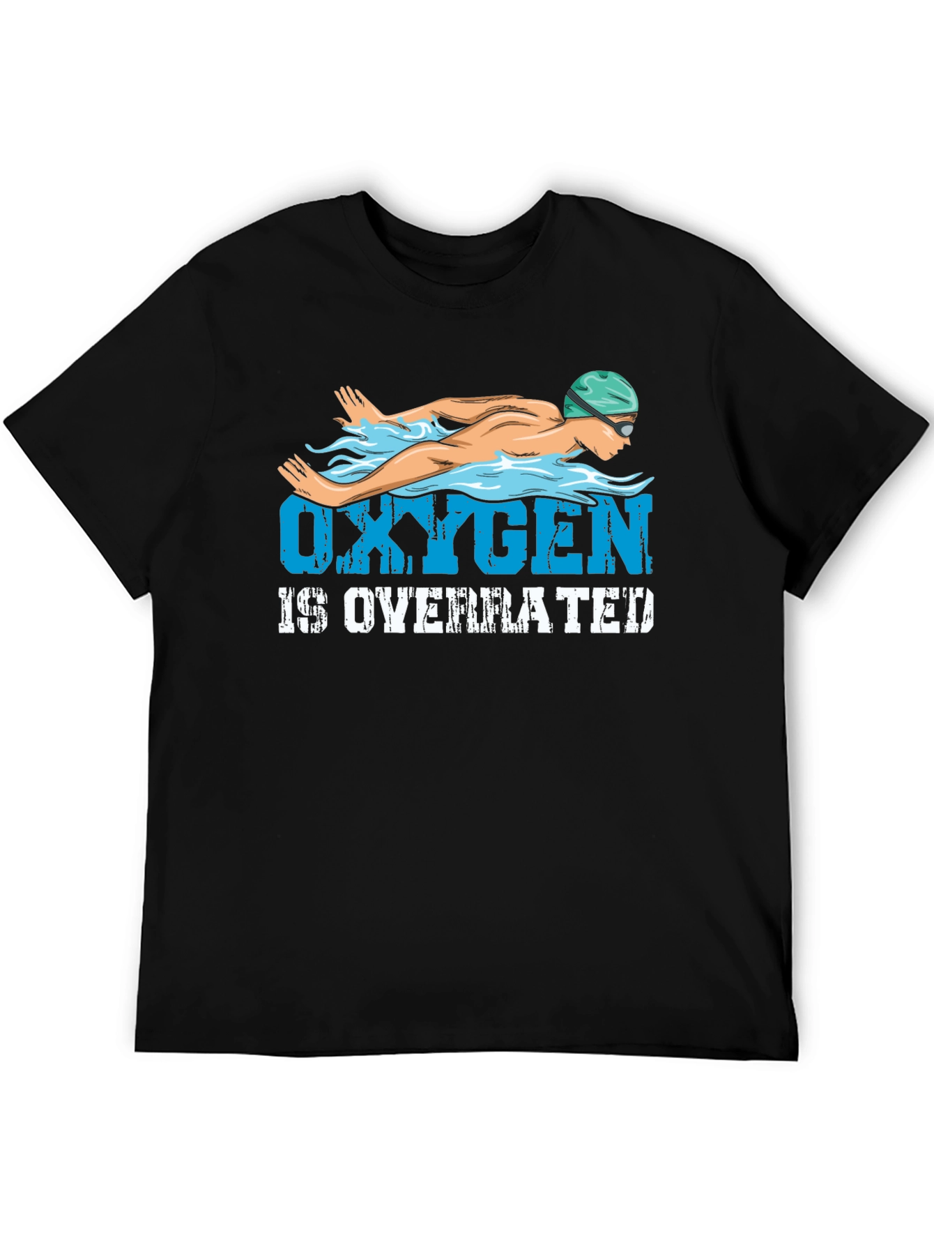 Black Oxygen is Overrated Black T-Shirt Swimmer view 5