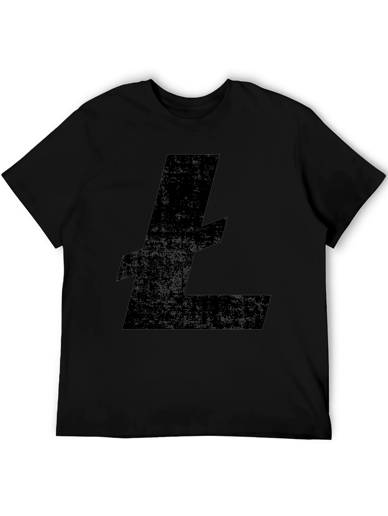 Black Litecoin Crypto Logo Black T-Shirt view 5