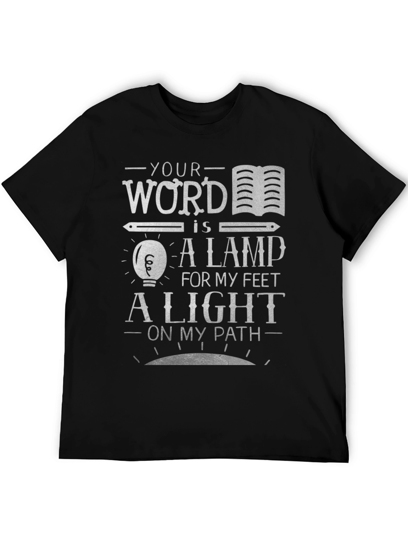 Black Faith-Inspired Graphic Tee: Your Word is a Lamp view 5