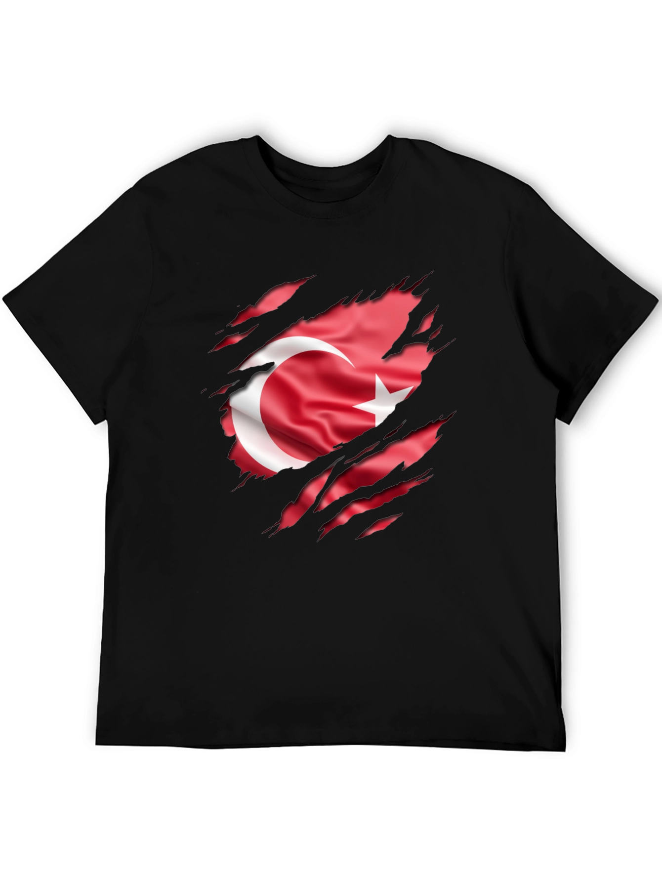 Men's Turkey Flag Ripped Graphic T-Shirt - 5