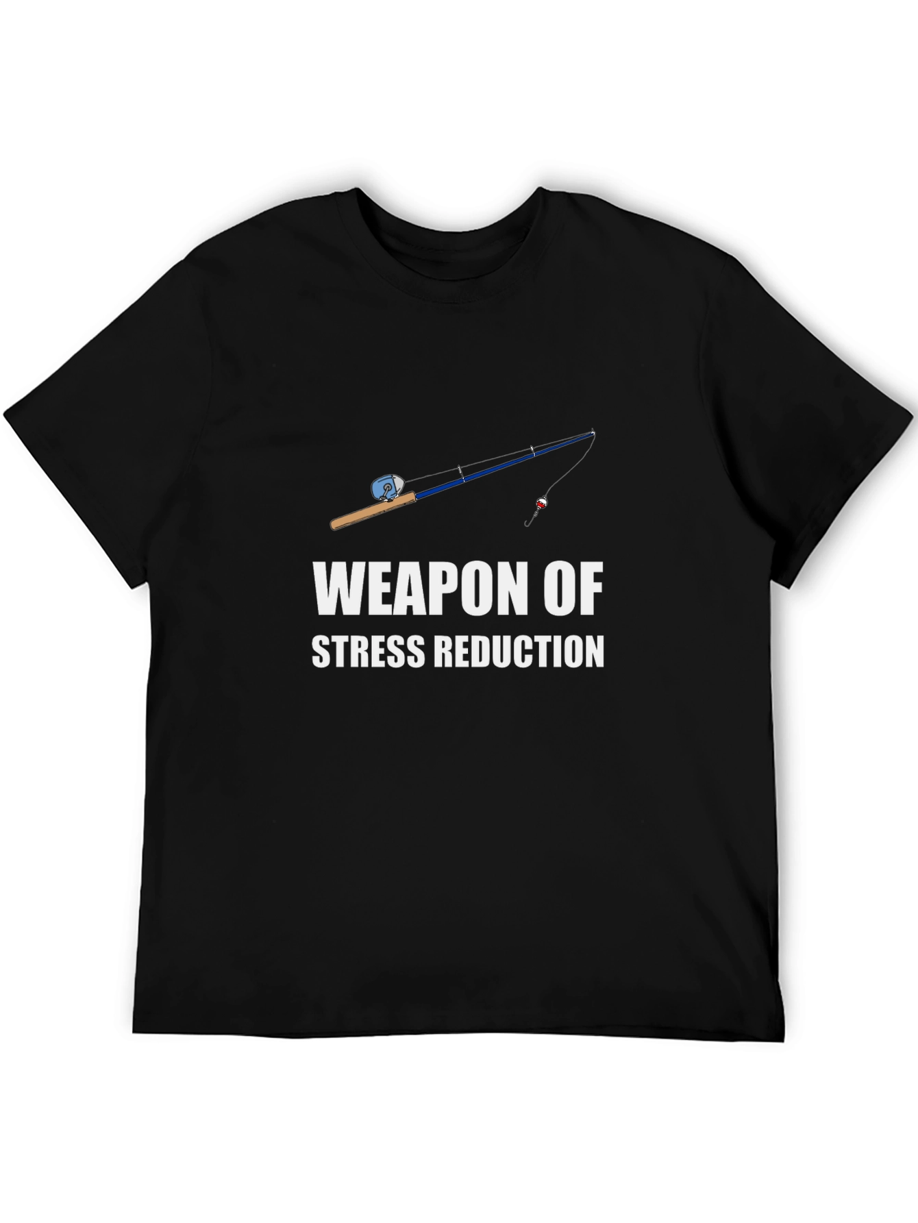 Black Fishing Rod Weapon of Stress Reduction T-Shirt view 5