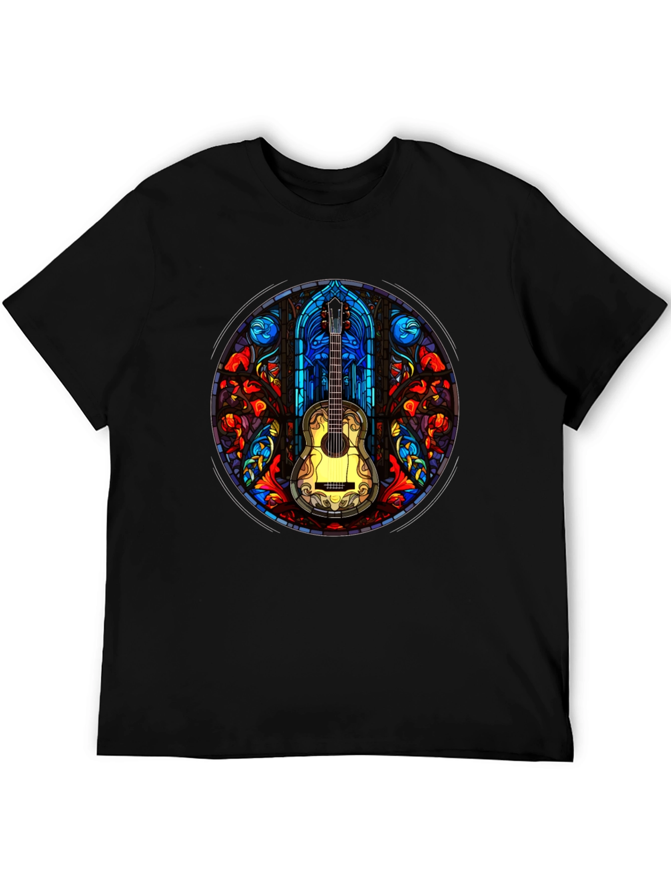 Black Stained Glass Guitar T-Shirt view 5