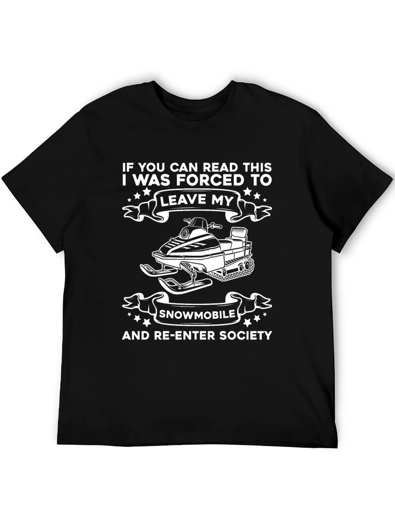 Black Snowmobile T-Shirt: Forced to Leave My Snowmobile view 5