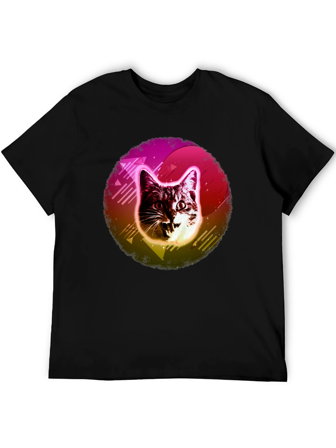 Black Retro Cat Graphic Tee - 80s Style view 5