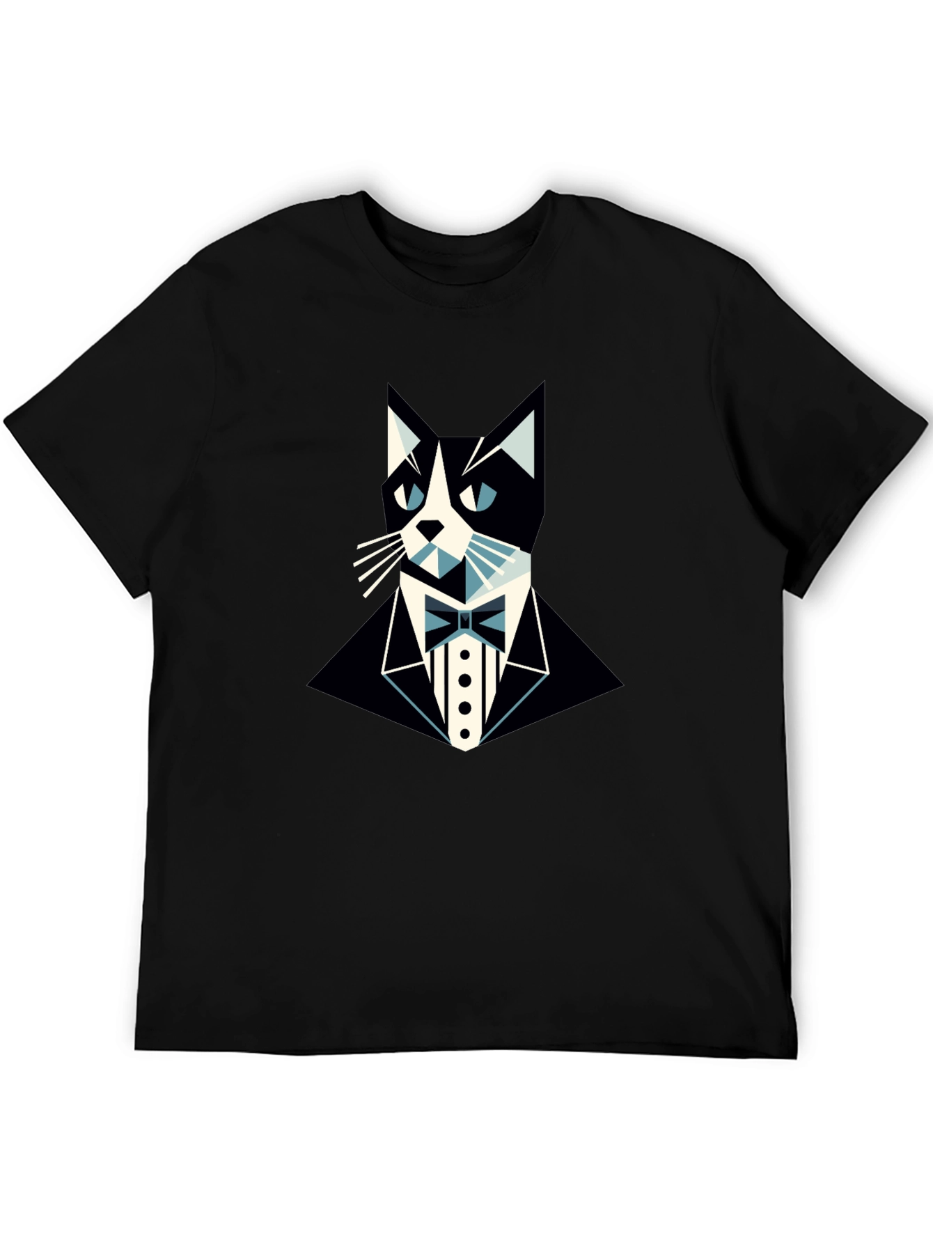 Black Tuxedo Cat Graphic Tee - Stylish & Unique Black T-Shirt view 5