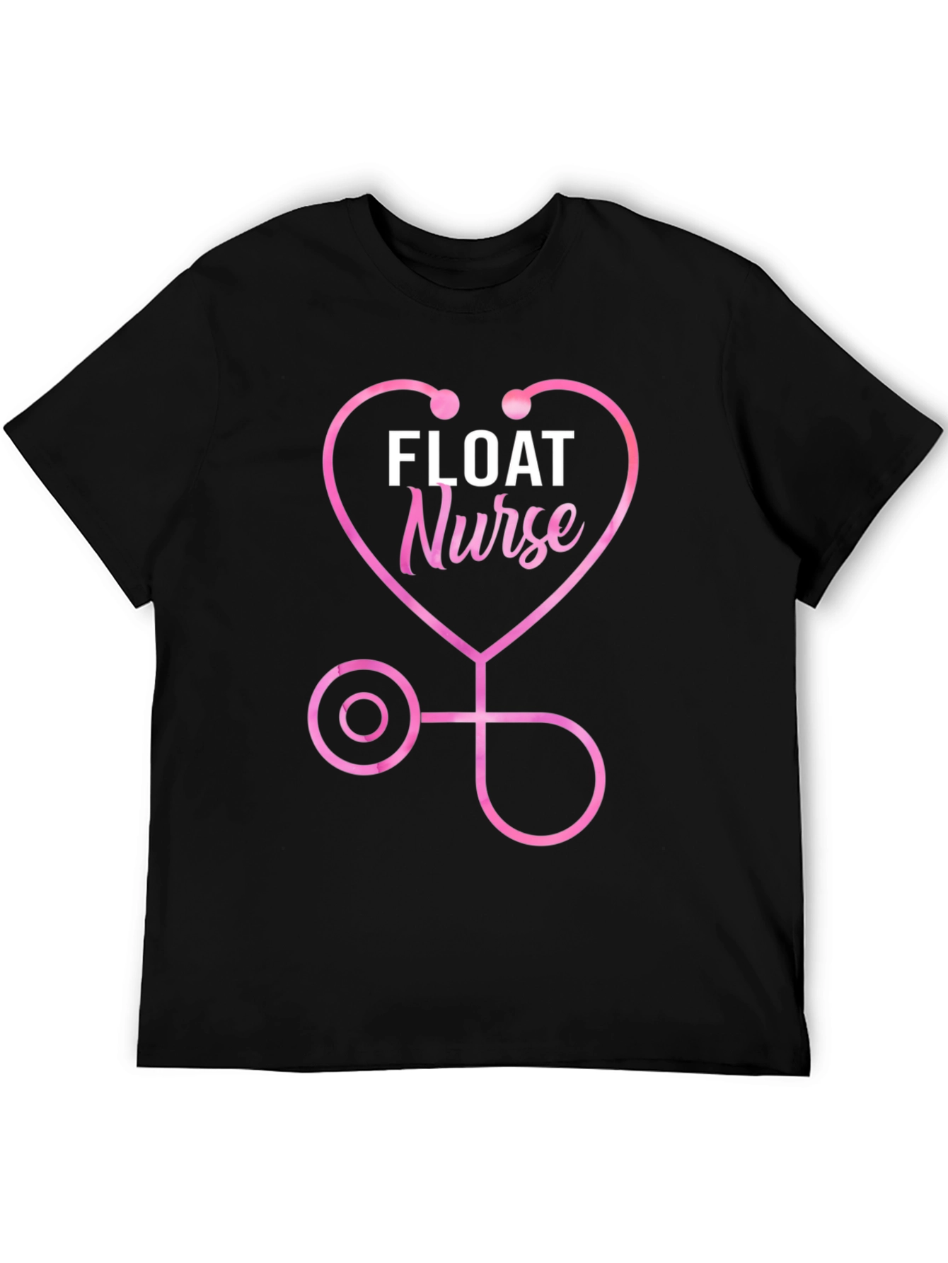 Black Float Nurse Stethoscope Heart T-Shirt view 5