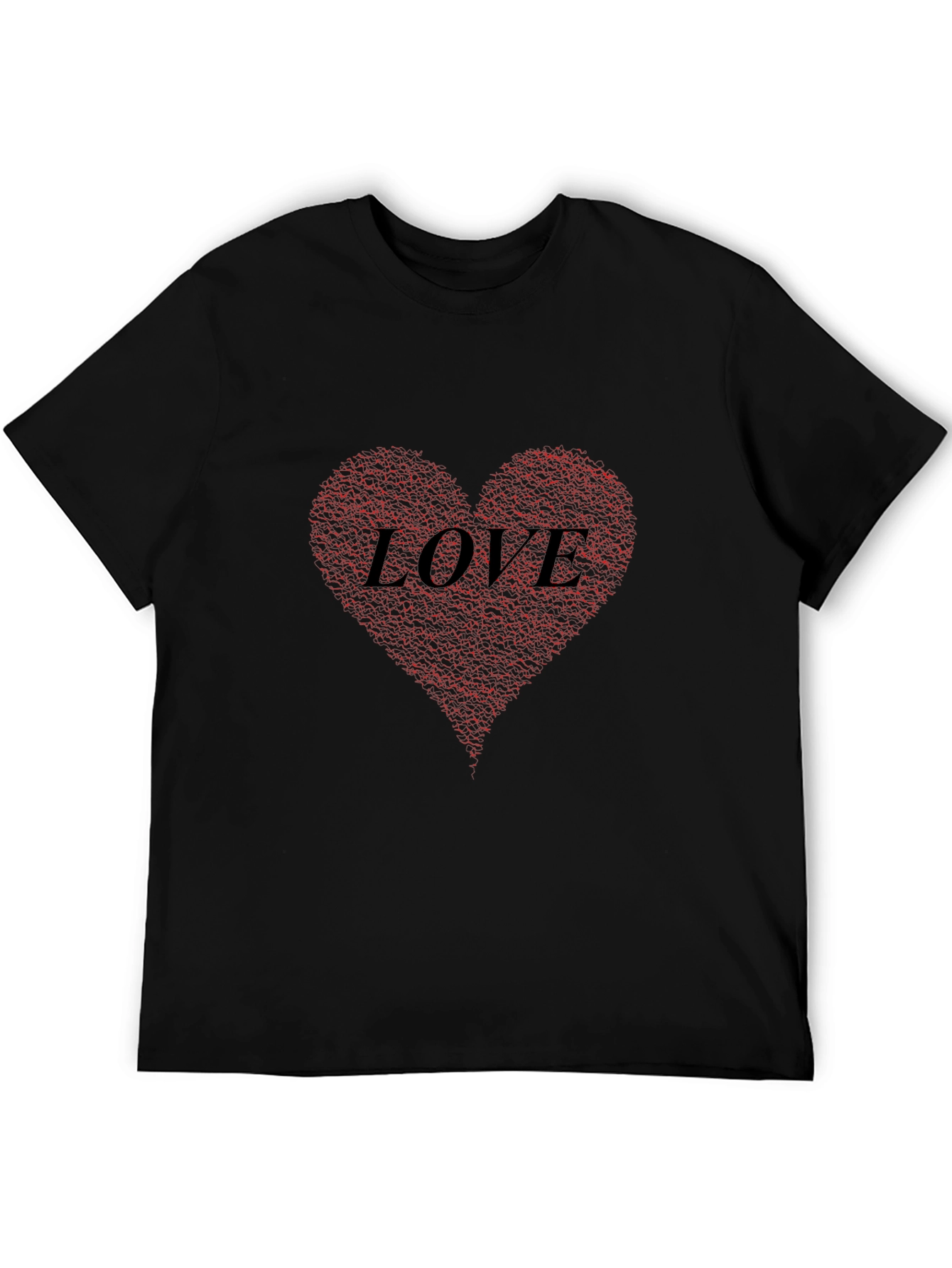 Black Love Heart Print Black T-Shirt view 5