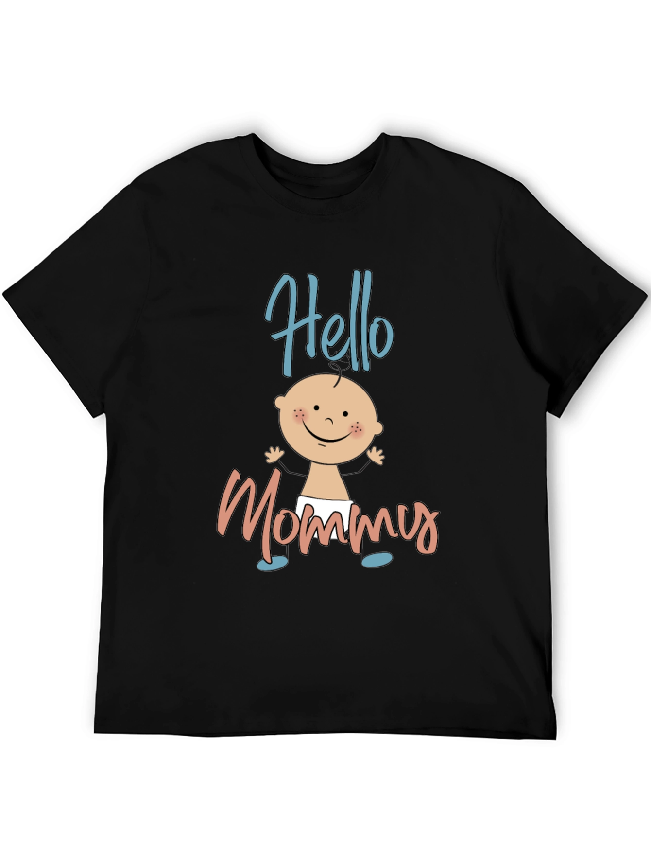 Black Hello Mommy Black T-Shirt view 5