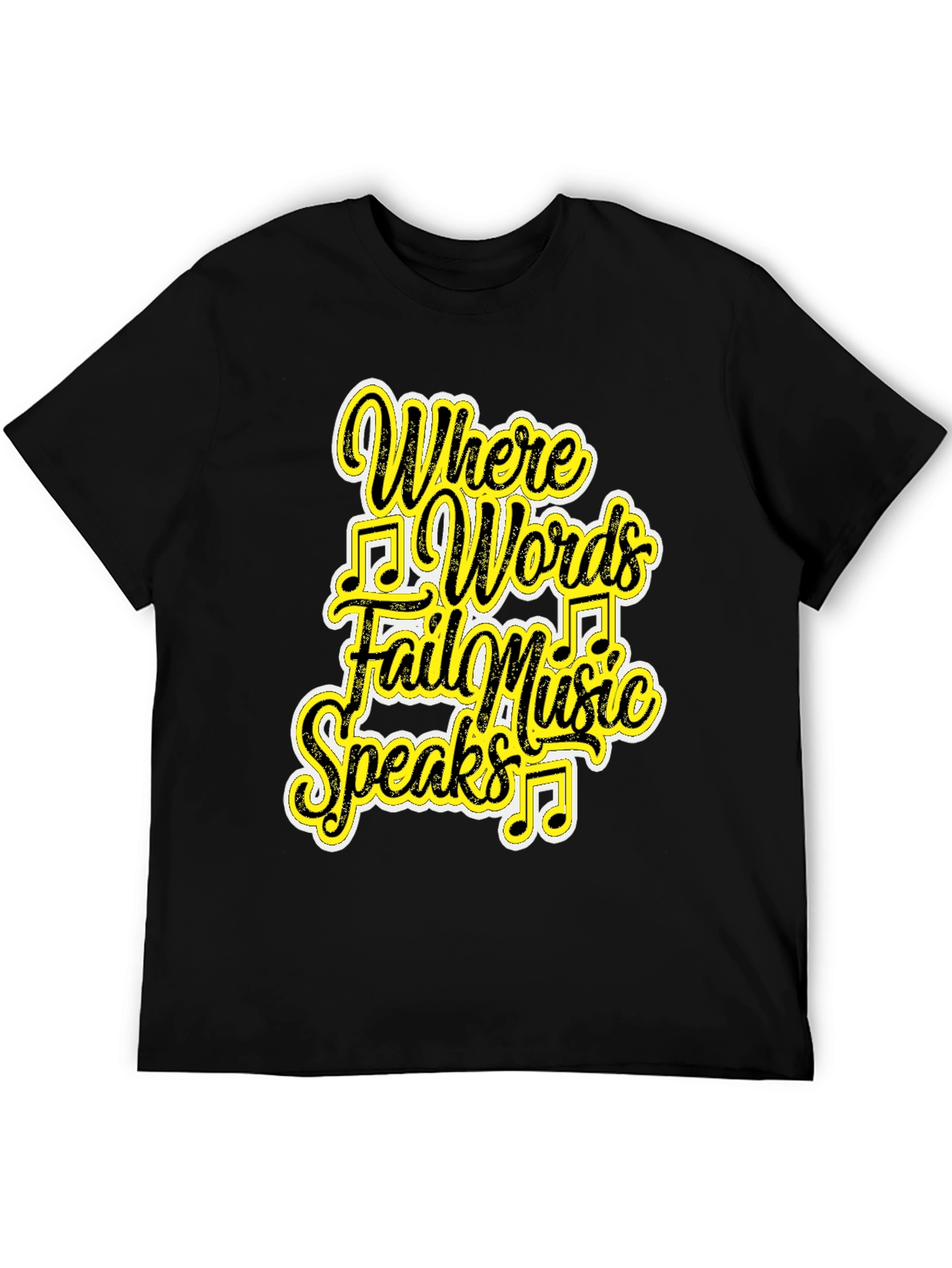 Black Music Speaks Graphic Tee - Black Cotton T-Shirt view 5