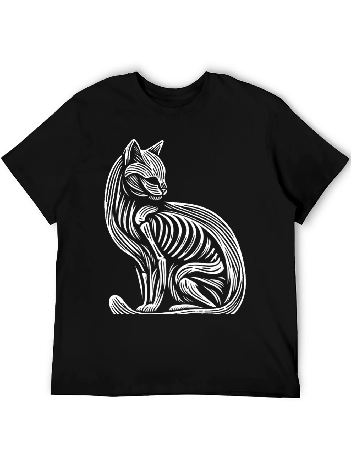 Black Abstract Cat Graphic Tee - Stylish & Unique view 5