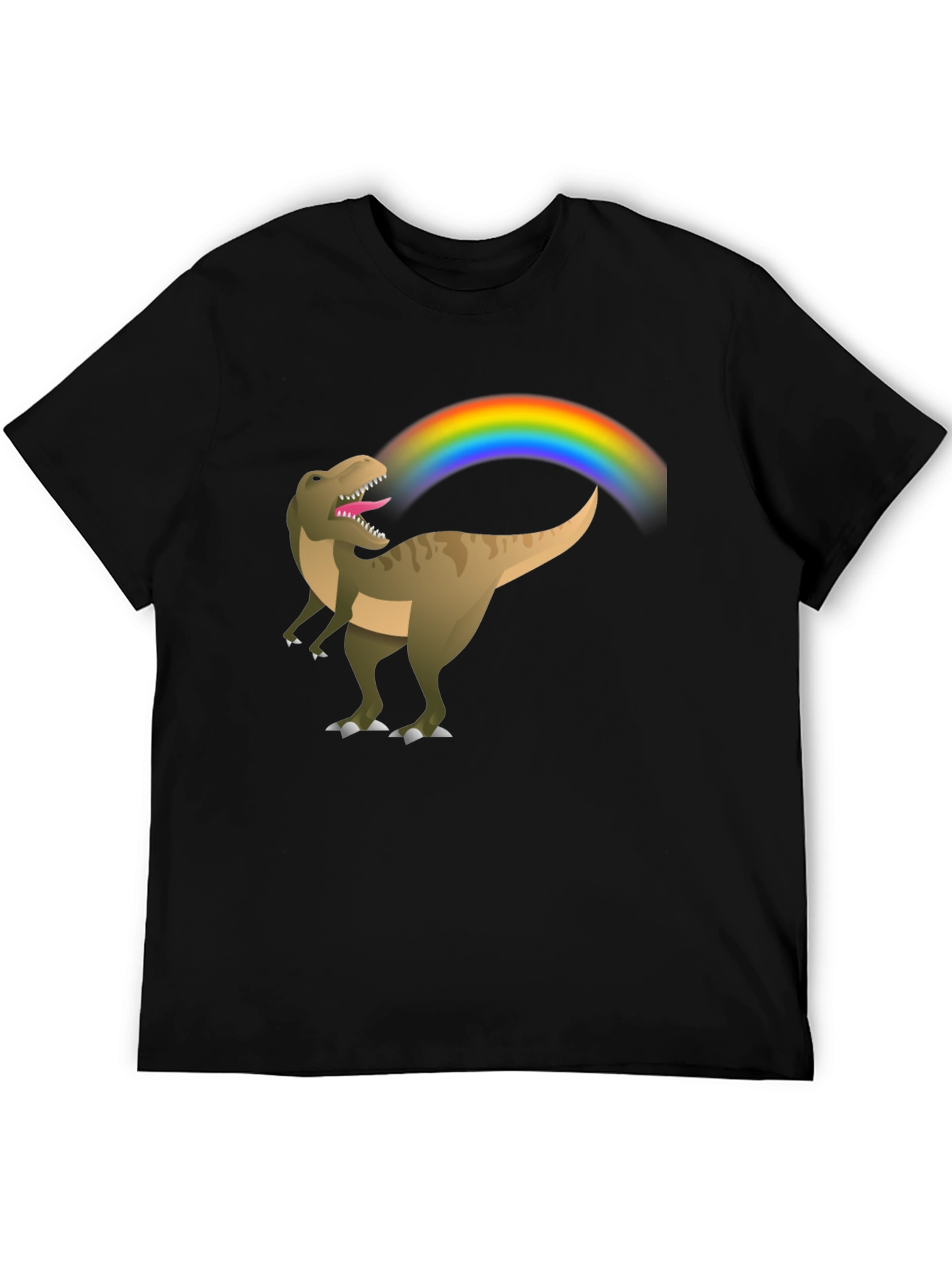 Black Rainbow Dinosaur T-Shirt - Black Cotton Tee view 5
