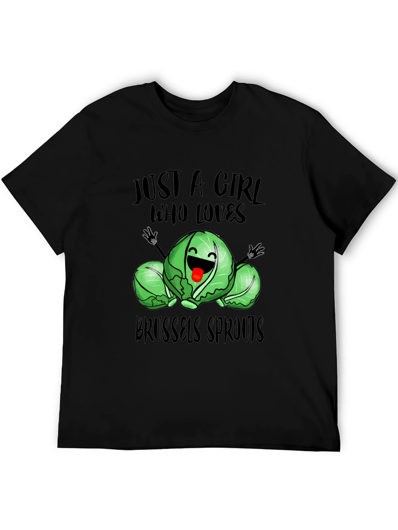 Black Brussels Sprouts Lover T-Shirt - Cute Girl's Tee view 5