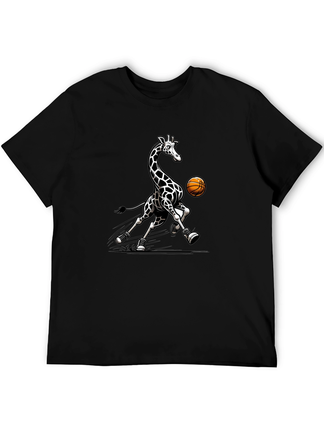 Black Giraffe Basketball Black T-Shirt view 5