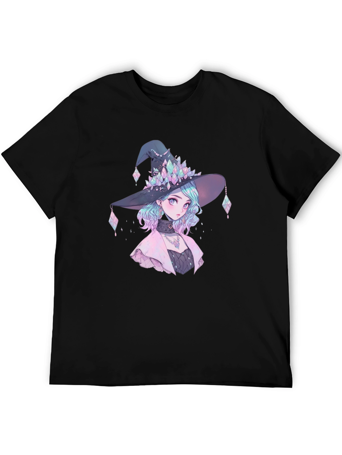 Black Anime Witch Graphic Tee - Stylish Unisex T-Shirt view 5