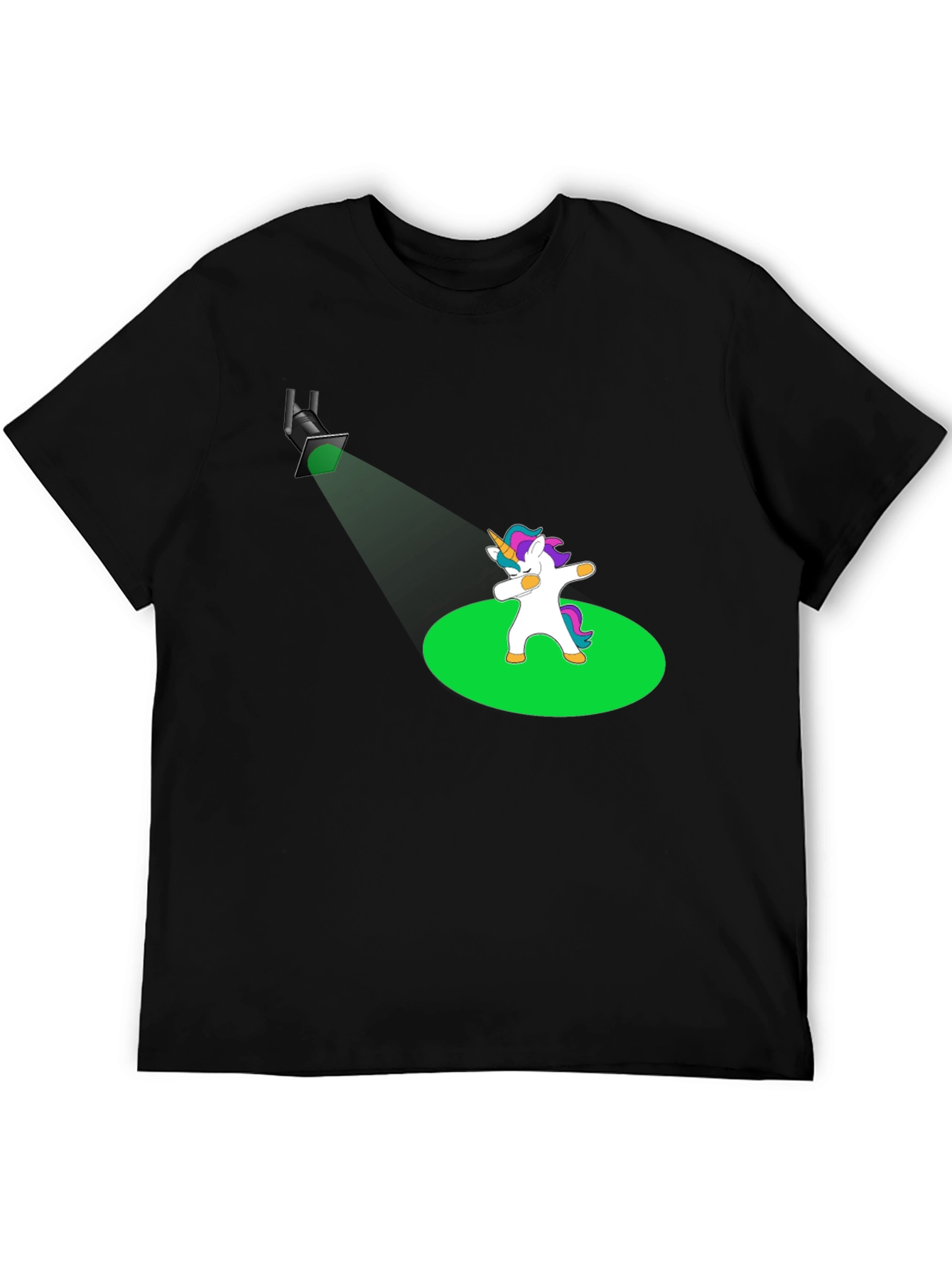 Black Dabbing Unicorn T-Shirt - Spotlight Design view 5