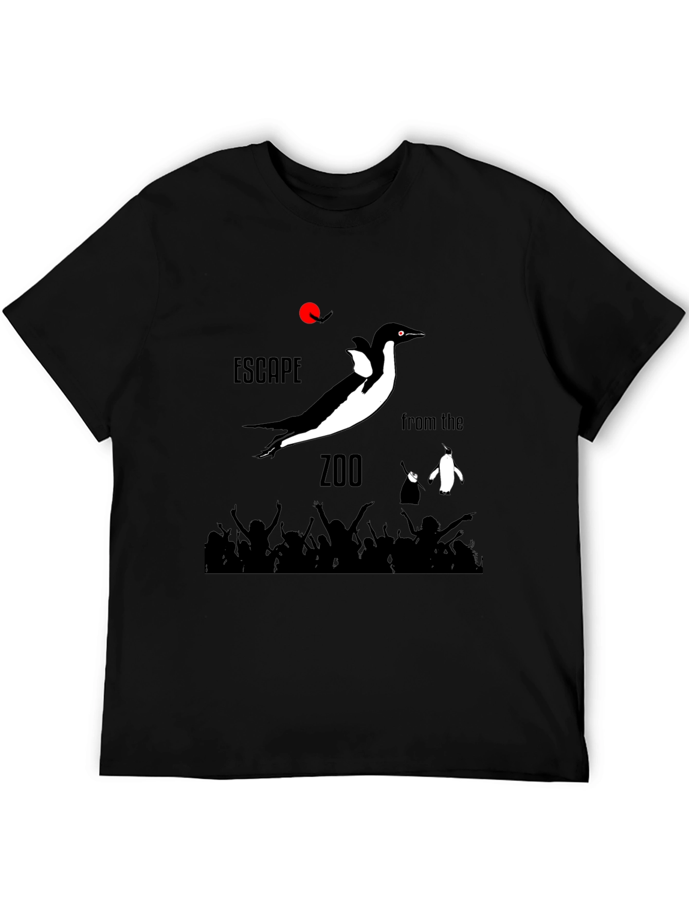 Black Escape from the Zoo Black Graphic T-Shirt view 5