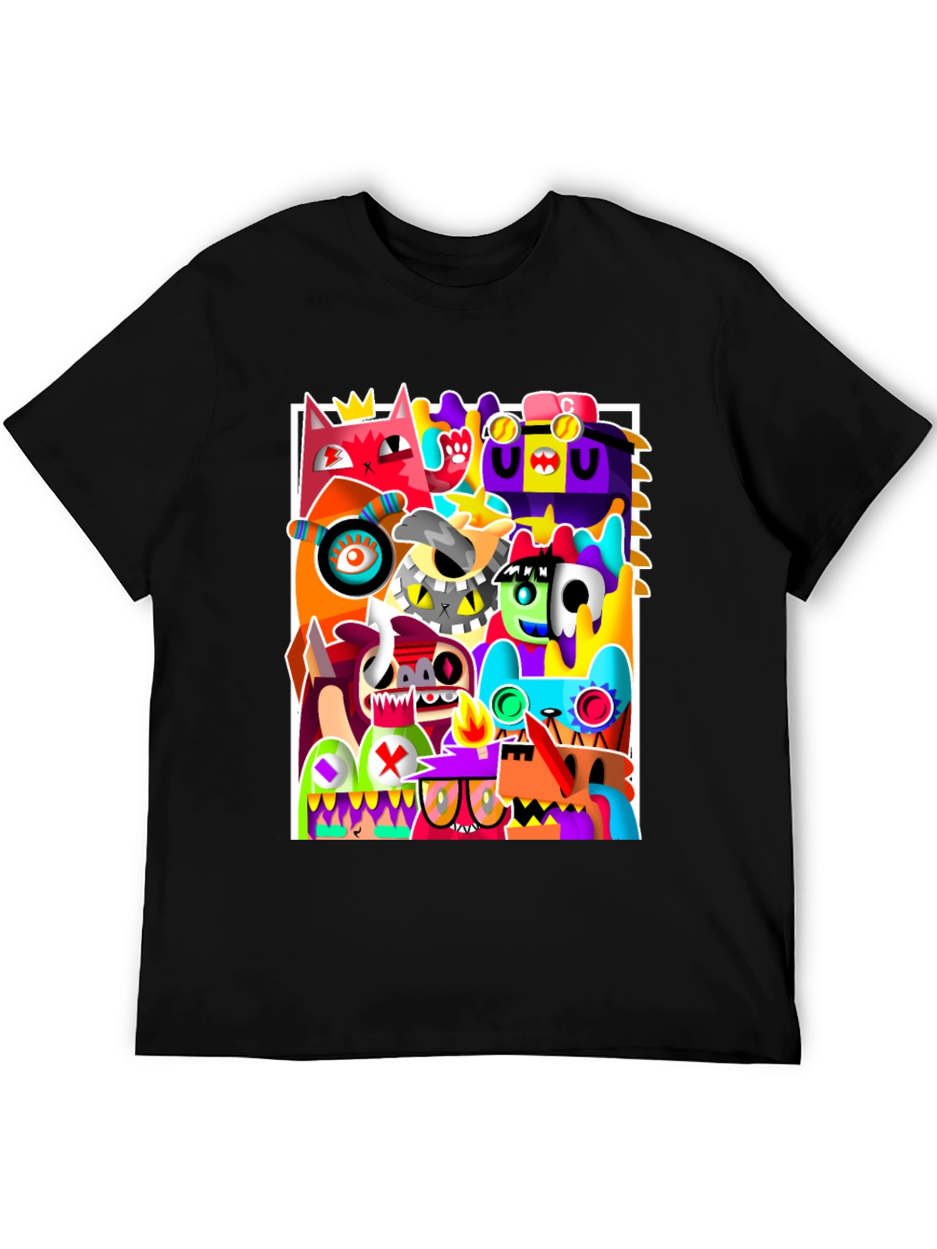 Black Abstract Art Graphic Print Black T-Shirt view 5