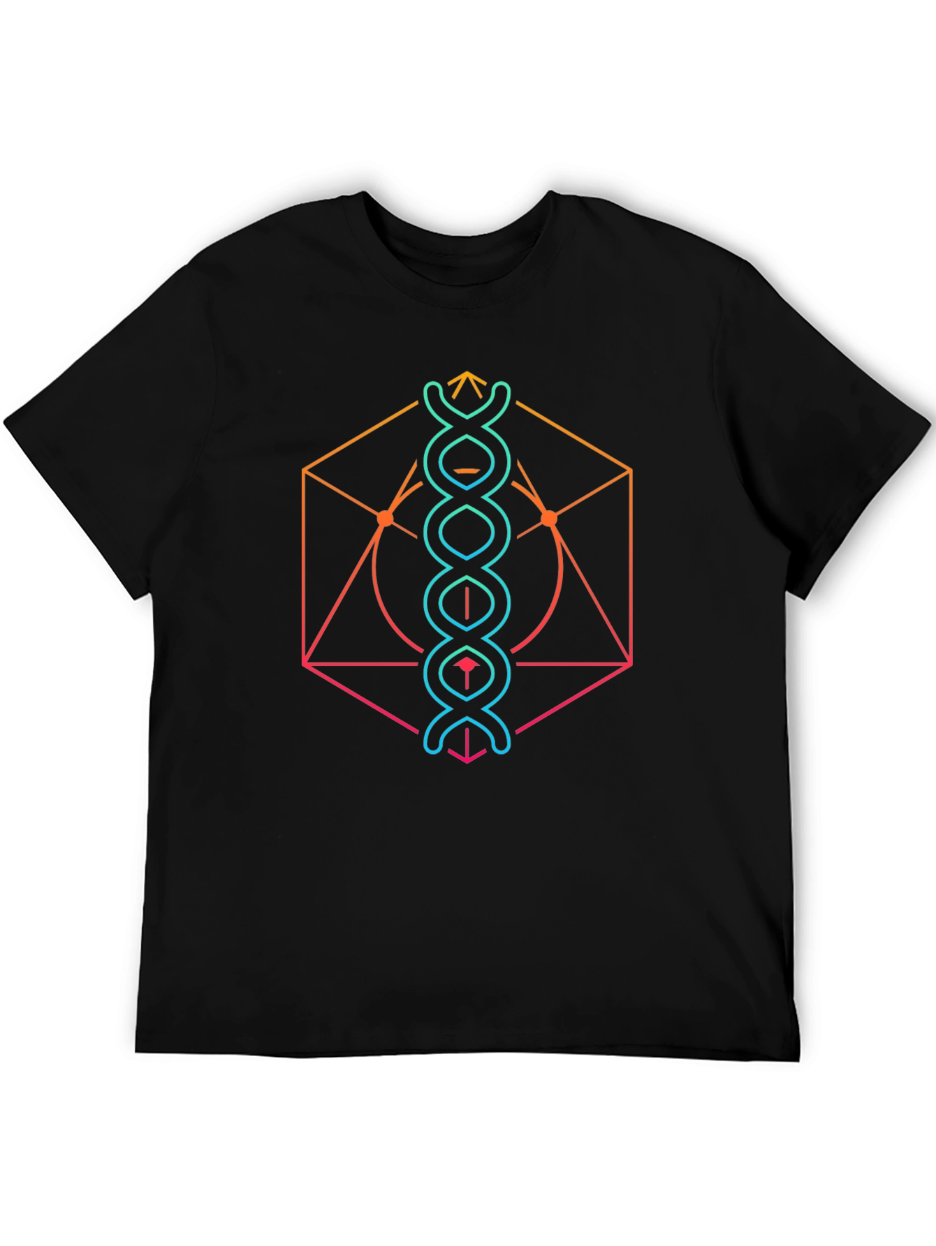 Black Geometric DNA Graphic Tee - Trendy Science Shirt view 5