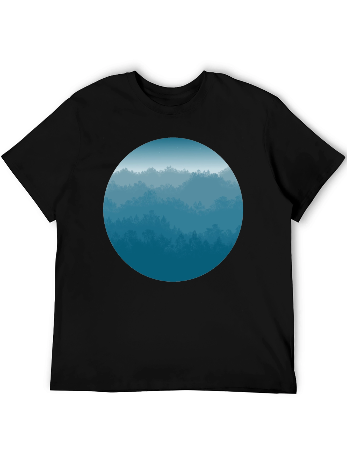 Black Blue Forest Circle Graphic Tee - Soft Style view 5