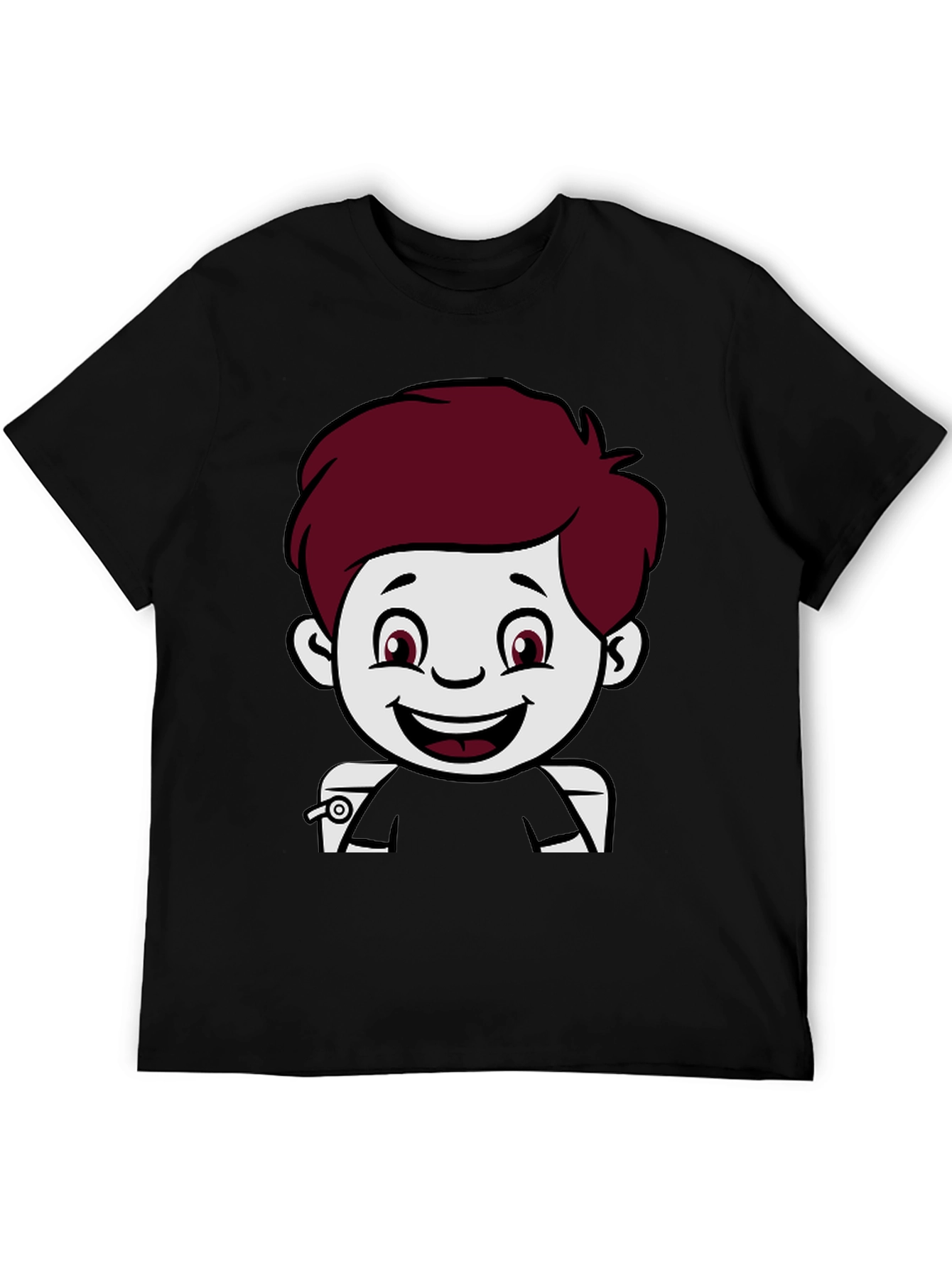 Black Cartoon Boy Graphic Print Black T-Shirt view 5