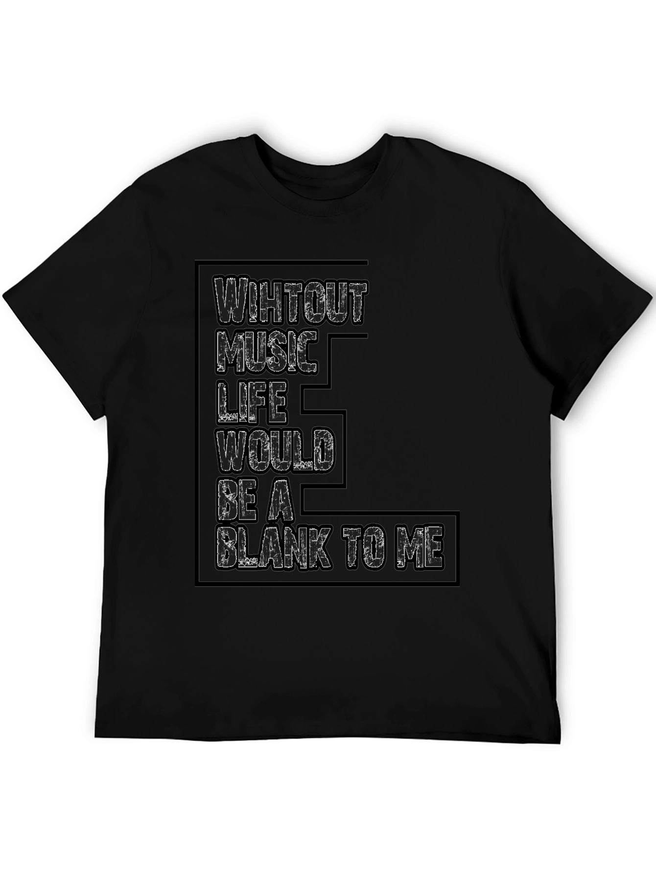 Black Music Lover Black T-Shirt - Without Music Life Blank To Me view 5