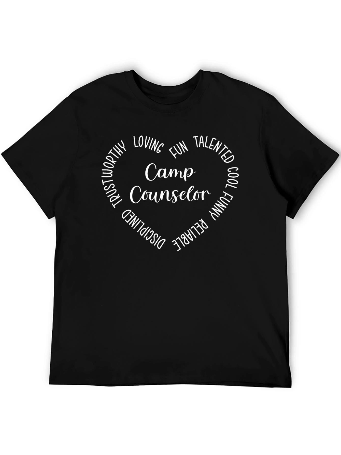 Black Camp Counselor Heart T-Shirt - Loving, Fun, Talented view 5