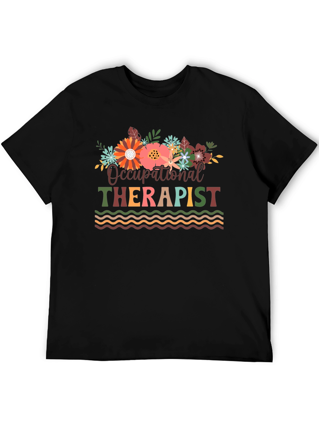 Black Occupational Therapist Floral T-Shirt view 5
