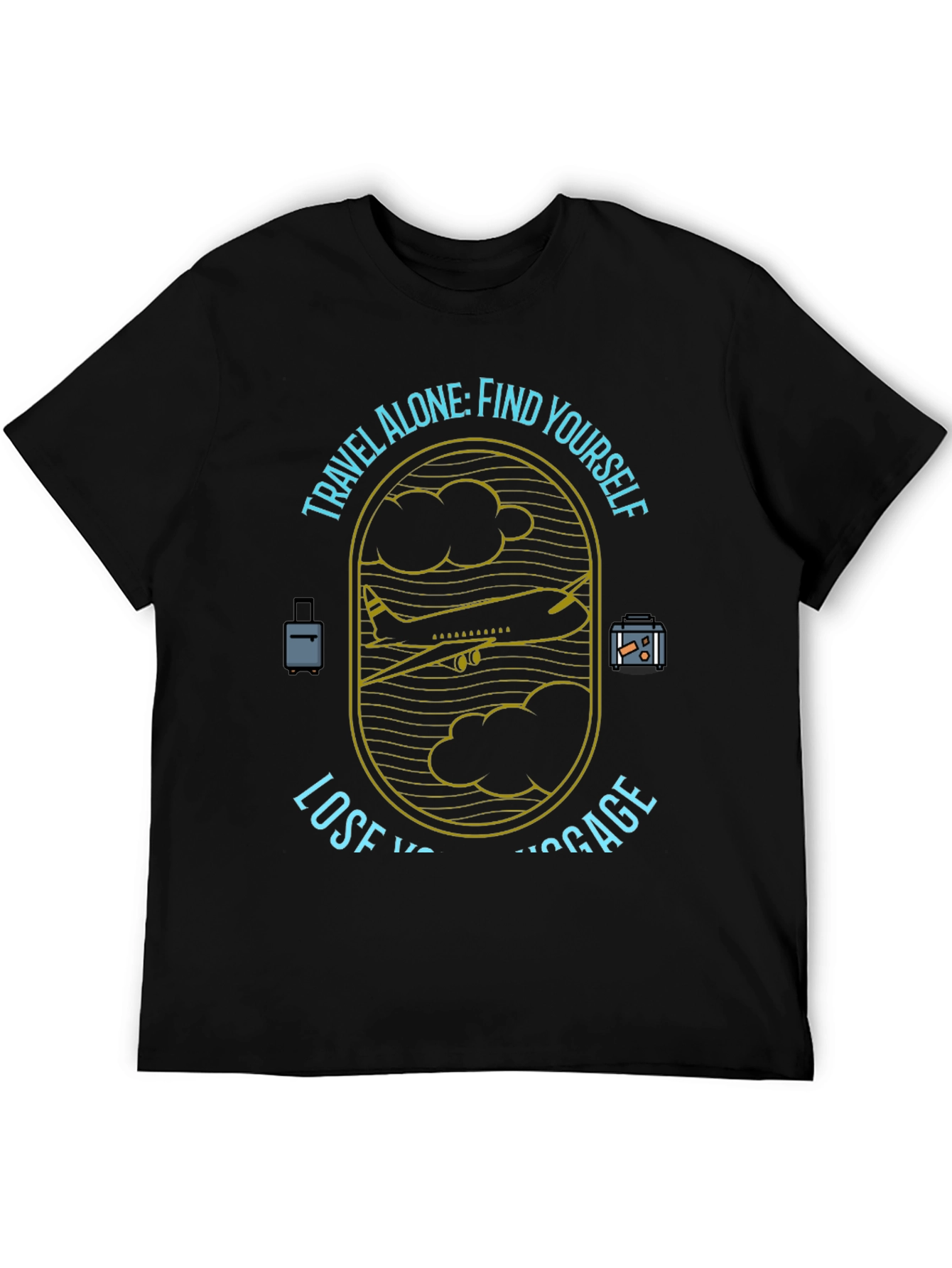 Black Travel Alone T-Shirt - Find Yourself, Lose Luggage view 5