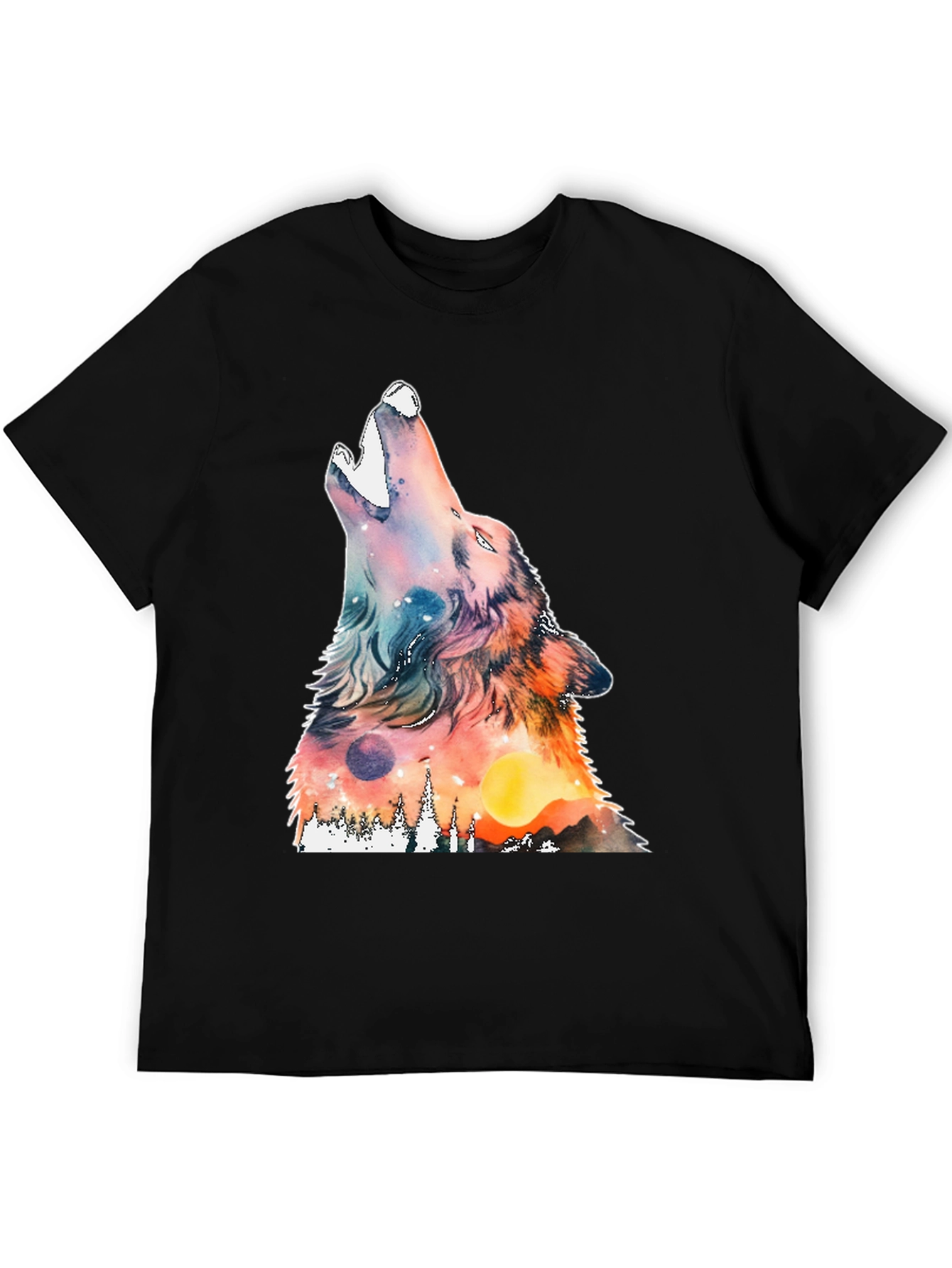 Black Wolf Howl Graphic T-Shirt - Unique Design view 5