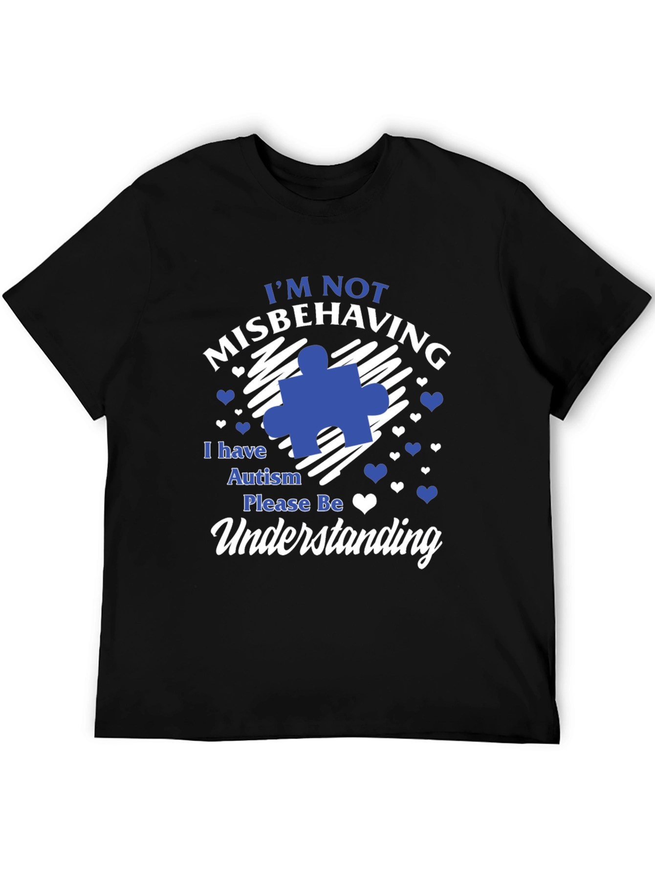 Black Autism Awareness T-Shirt Misbehaving Understanding view 5