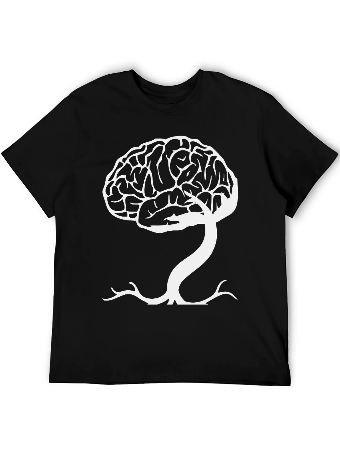 Black Brain Tree Graphic Tee - Black Cotton Blend T-Shirt view 5