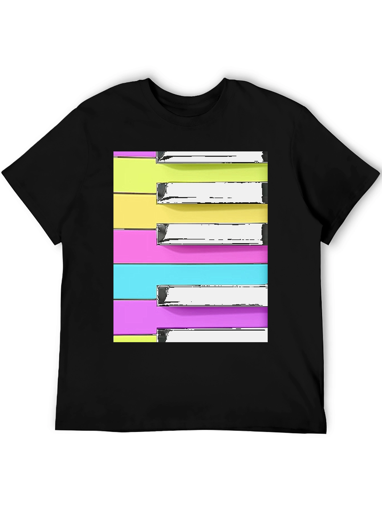 Black Piano Keys T-Shirt - Retro Colorful Music Tee view 5