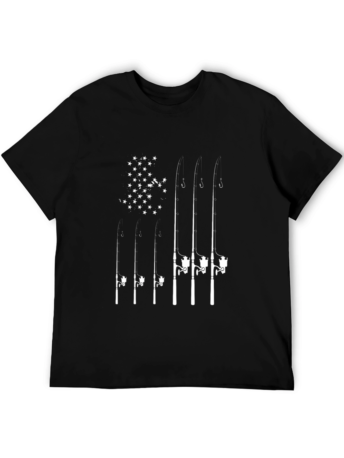 Black Fishing American Flag T-Shirt view 5