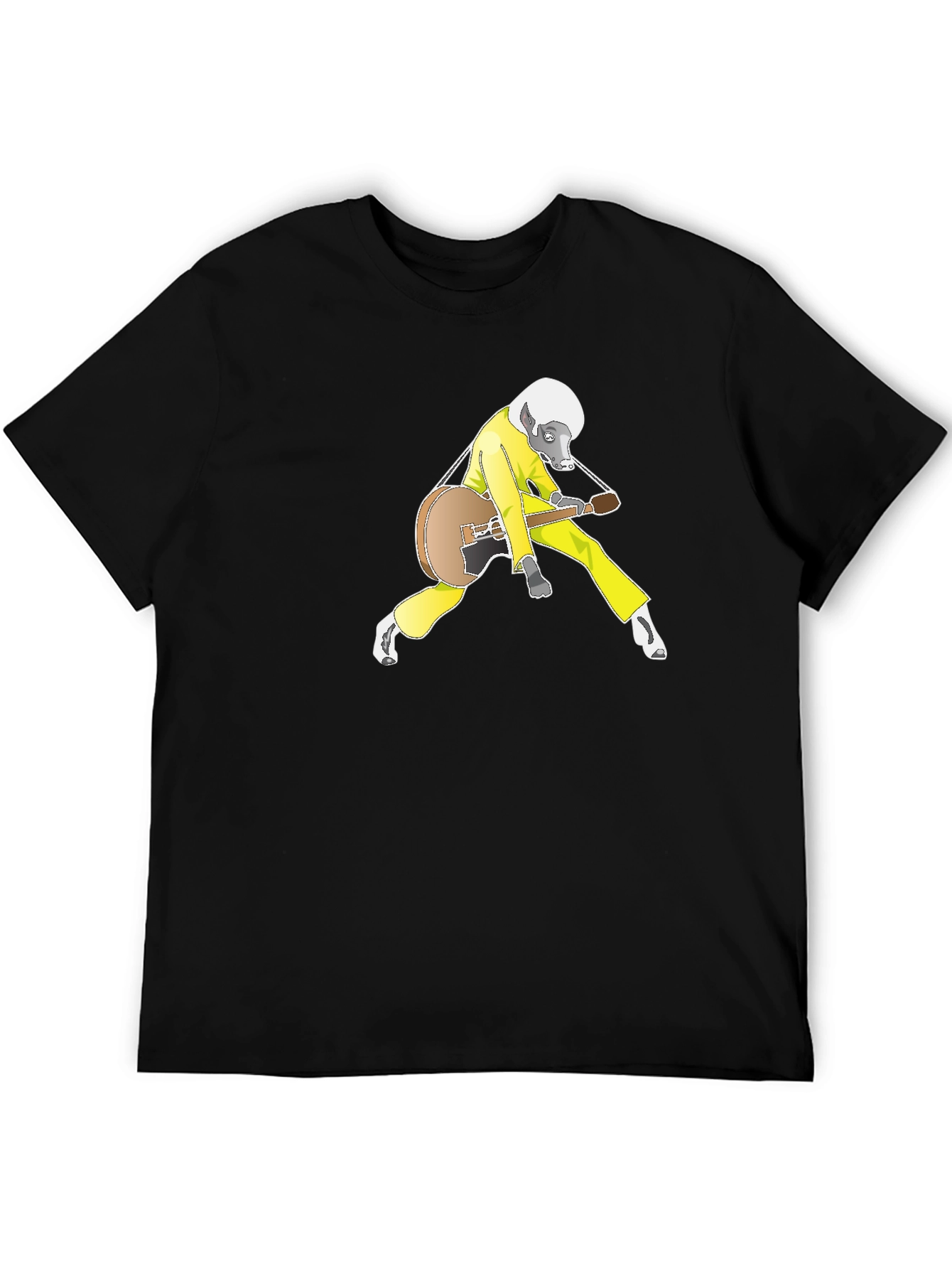 Black Cool Badger Guitarist Graphic Tee view 5