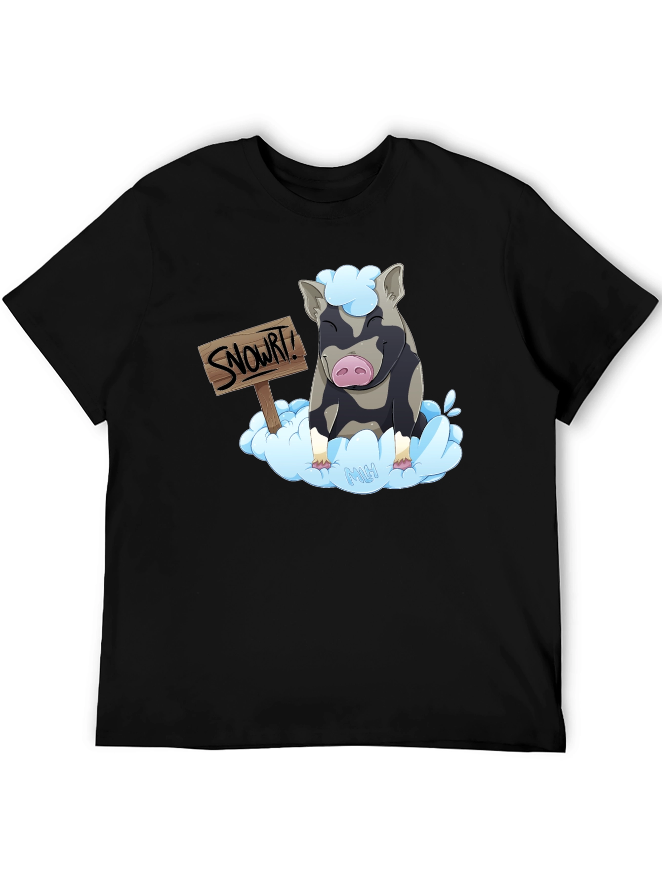 Black Snort! Pig Cloud T-Shirt - Men's Graphic Tee view 5