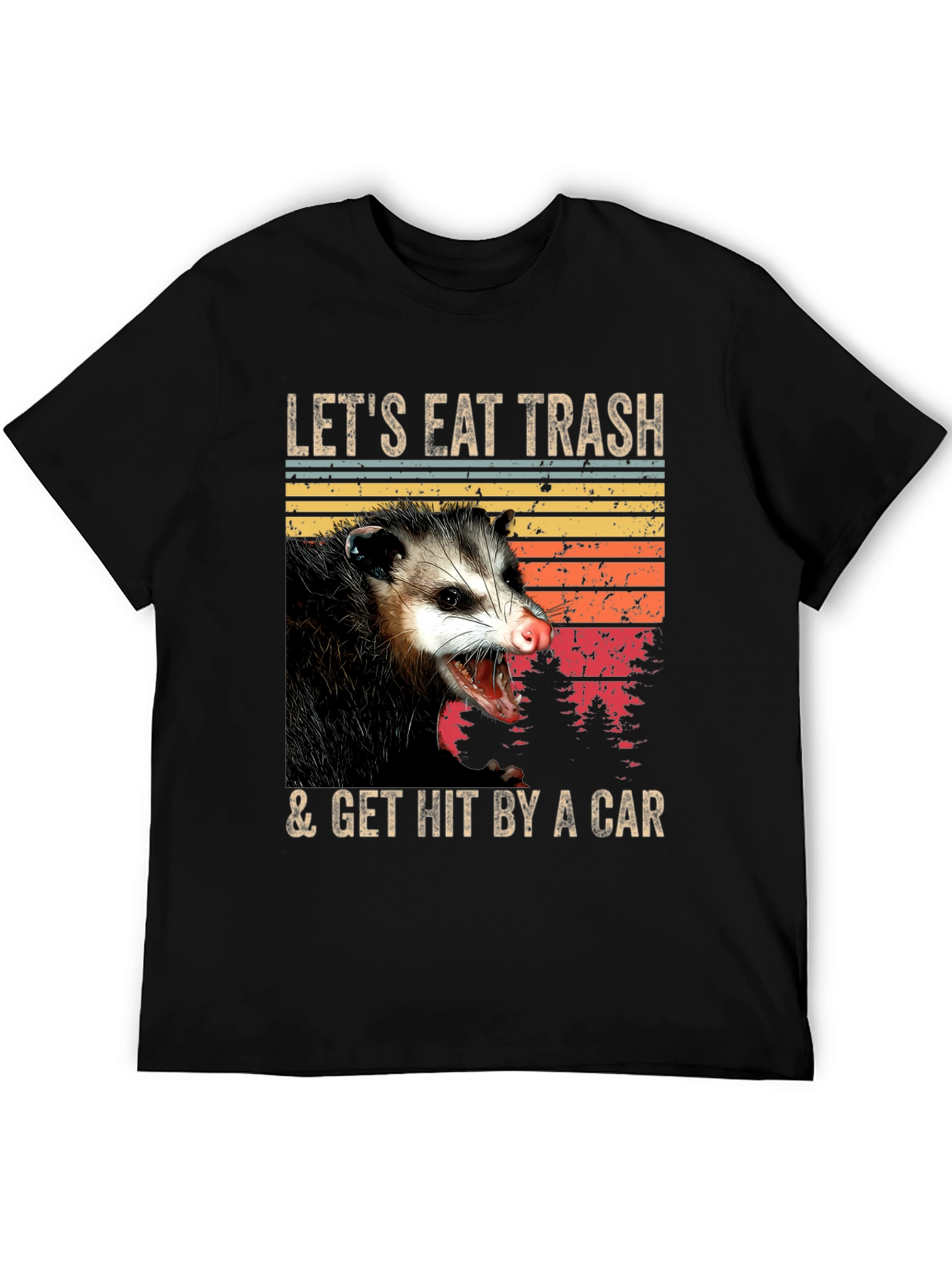 Black Opossum T-Shirt - Eat Trash & Get Hit By A Car - Funny Graphic Tee view 5