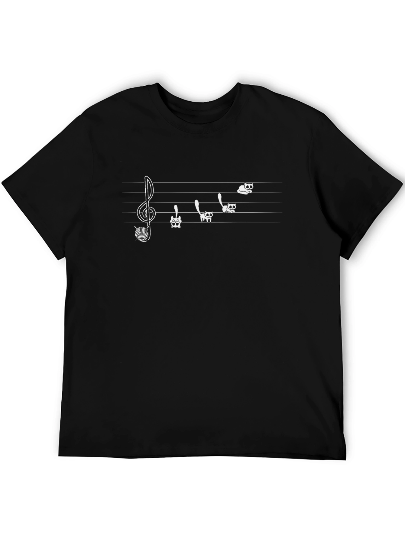 Black Musical Cats Tee - Black Cotton Crewneck view 5